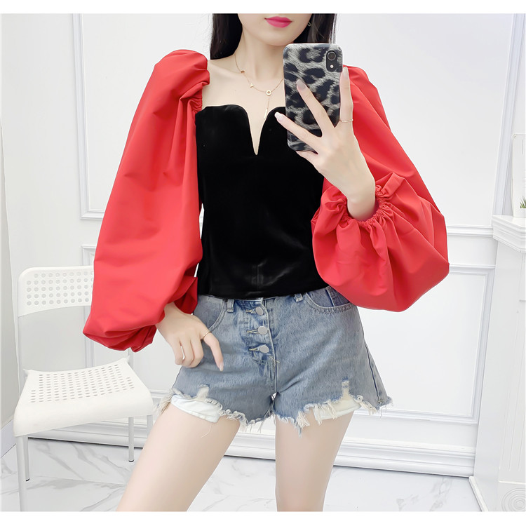 Áo kiểu cổ V tay phồng - A05S