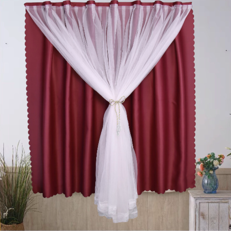 Rèm Khoen Lỗ, Khoen Ri Đô, Rèm Dán Hai Lớp ĐỎ ĐẬM Chống Nắng Tốt, Kích Thước Đa Dạng