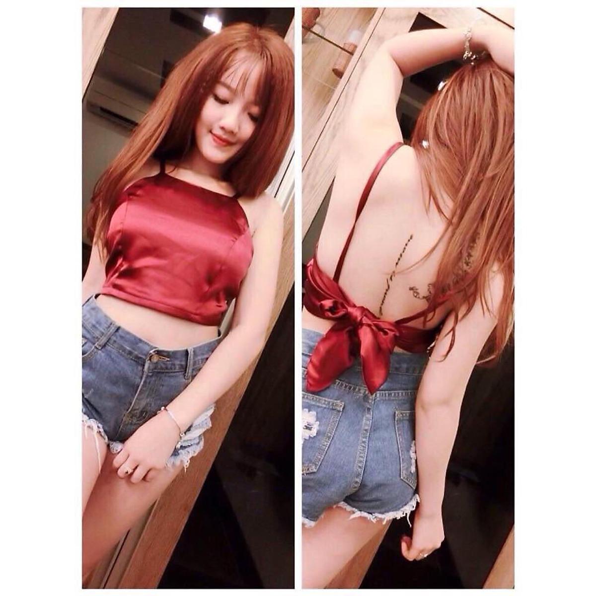 ÁO HAI DÂY CỘT NƠ PHI HỞ LƯNG MOUSSE NGỰC BASIC TRƠN NỮ CROPTOP HOT GIRL ULZZANG HÀN QUỐC CỰC CHẤT - Tím