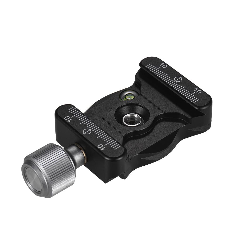 Aluminium Alloy Quick Release Clamp with 1/4 & 3/8 Inch Screw Mount Bubble Level for Ballhead Tripods Camera Accessories