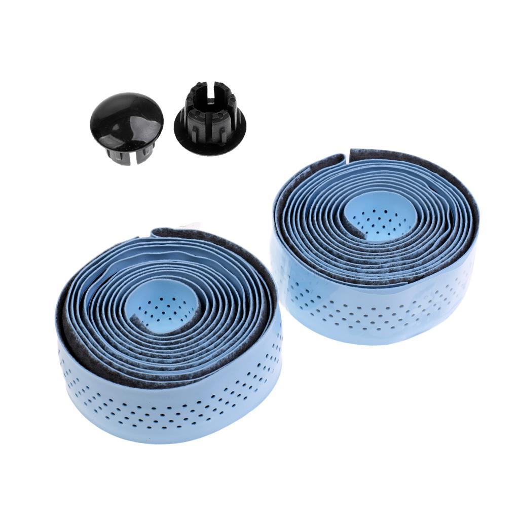 2 Pieces Cycling Road Bike Bar Tape Handlebar Tape with 2 Bar Plugs Racing Bicycle Accessories