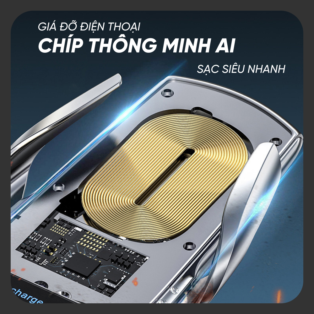 Giá đỡ điện thoại sạc cảm ứng trên ô tô - Giá kiêm sạc điện thoại kẹp cửa gió xe hơi