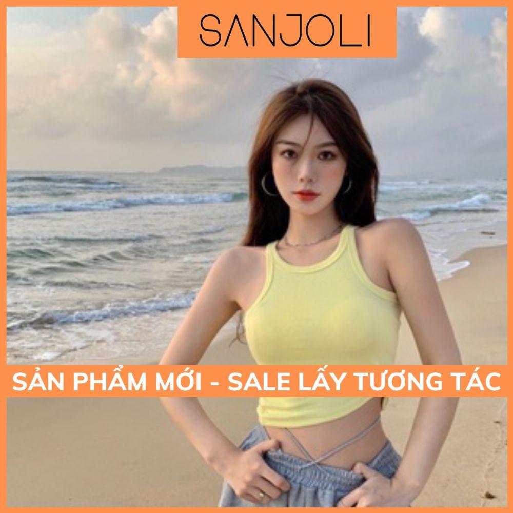 Áo Balo Nữ SANJOLI Áo Croptop Sexy Thun Kiểu Ôm Body Đẹp Trắng Đen Ngắn 3 lỗ Jennie AO013