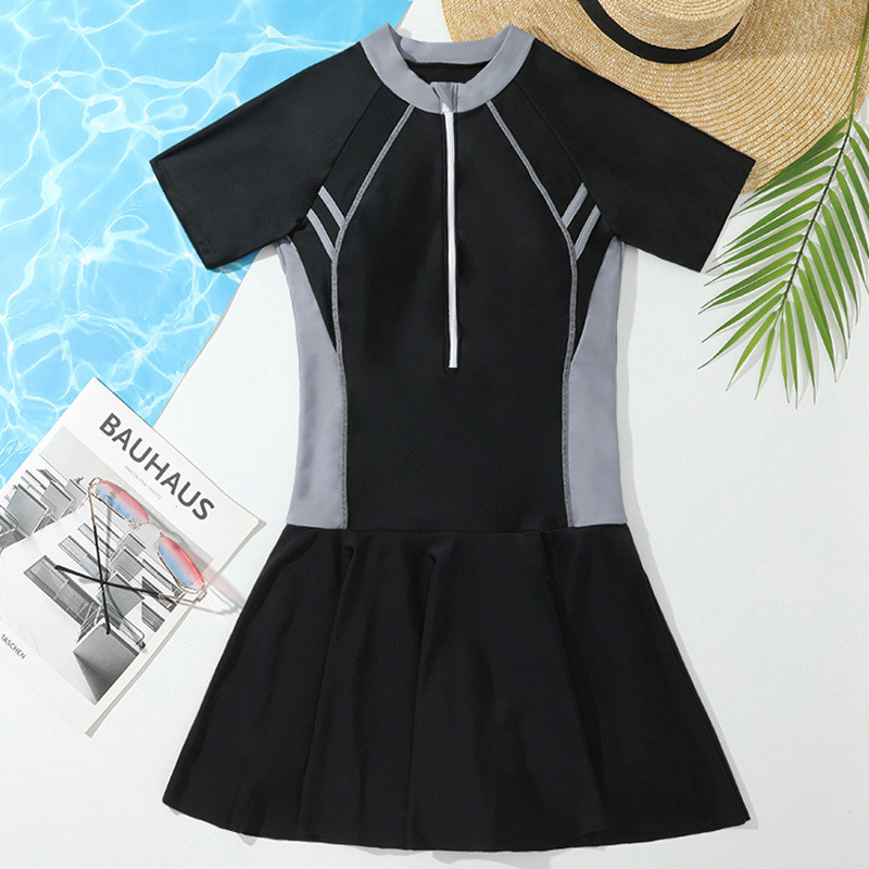 Đồ bơi nữ một mảnh kín đáo che bụng vải mềm mại co giãn 4 chiều, Bikini liền thân dạng váy