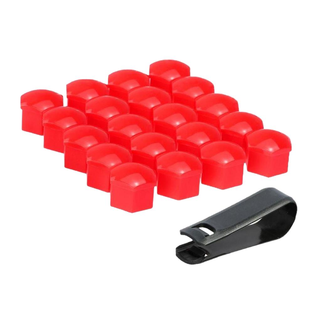 20pcs Universal 19mm Wheel Nut Covers Lug Nut Caps Screw Protector Red