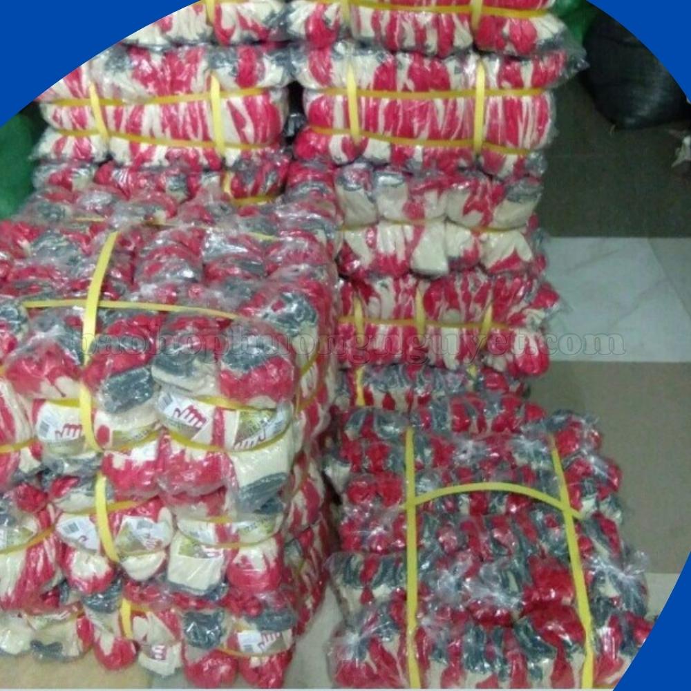 10 đôi găng tay bảo hộ chất liệu vải sợi dùng để làm việc,chống trơn trượt phủ sơn đỏ