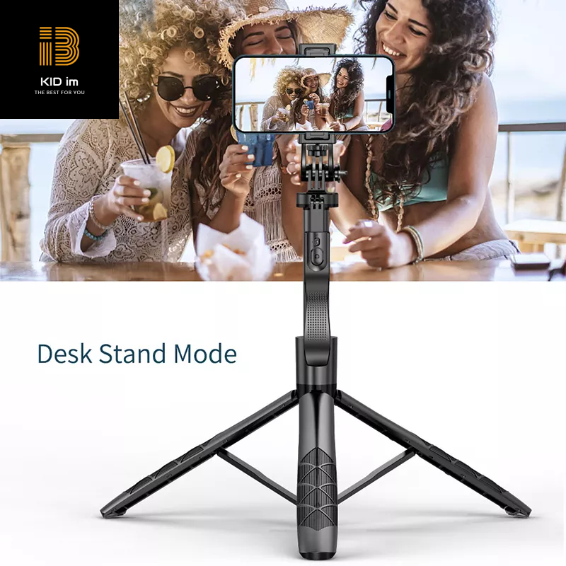 Gậy chụp hình Selfie Tripod CYKE kéo dài 153cm xoay 360 độ tích hợp điều khiển không dây bluetooth kèm đèn Led có thể tháo rời, đầu có vít 1/4&quot;-Hàng chính hãng