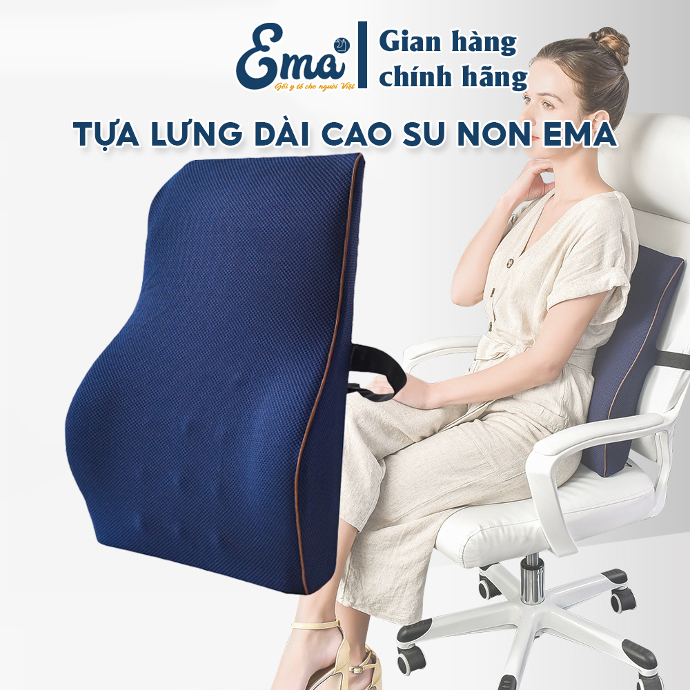 Đệm dựa lưng ghế văn phòng, ghế ô tô EMA chất liệu cao su non cao cấp, vỏ lưới thoáng mát