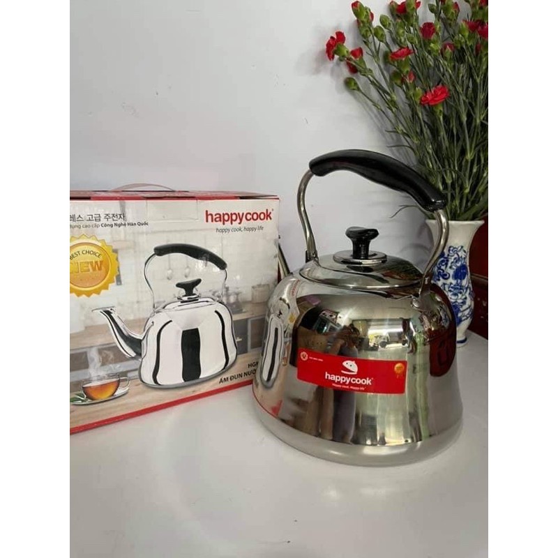 Ấm đun nước inox HappyCook 5L, 3L HGK-300T, HGK-500T, dùng được mọi loại bếp: than, từ, hồng ngoại, gas, cồn