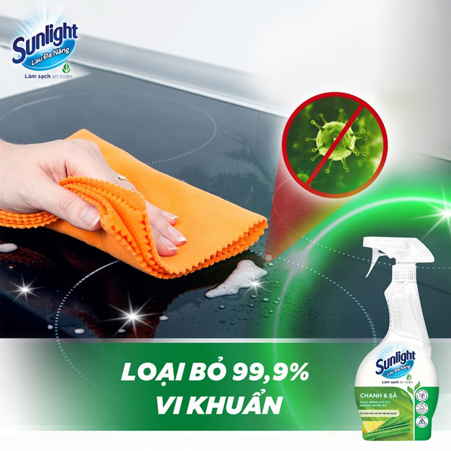 Combo 2 Nước lau đa năng Sunlight Chanh &amp; Sả | Phiên bản nâng cấp từ Cif | Sạch bóng kin kít, không nhờn rít | Chai 500ml