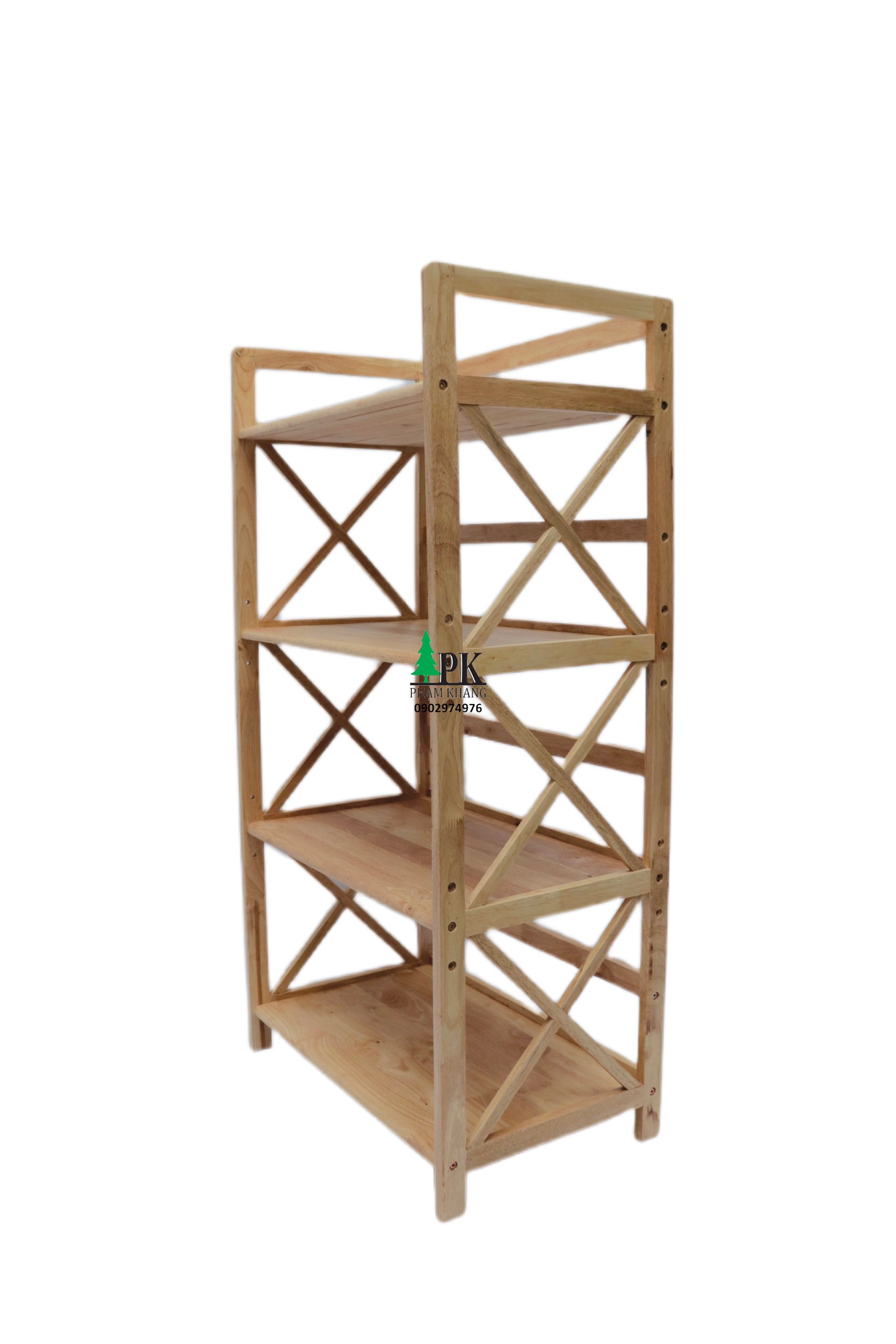 Kệ lò vi sóng gỗ 4 tầng Phạm Khang - Gỗ cao su tự nhiên màu Gỗ Tự Nhiên/ Vàng Cherry - Kích thước rộng 62 cm