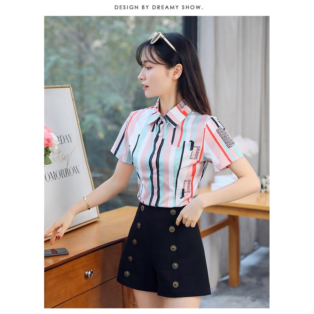 Áo sơ mi nữ công sở phối màu trẻ trung sm41