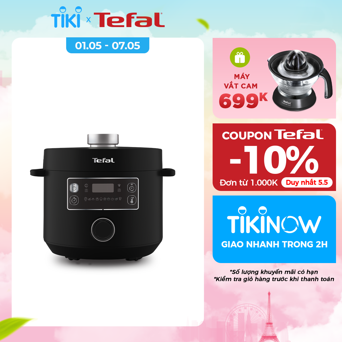 Nồi áp suất điện đa năng Tefal Turbo Cuisine 5L CY754830 - Hàng chính hãng