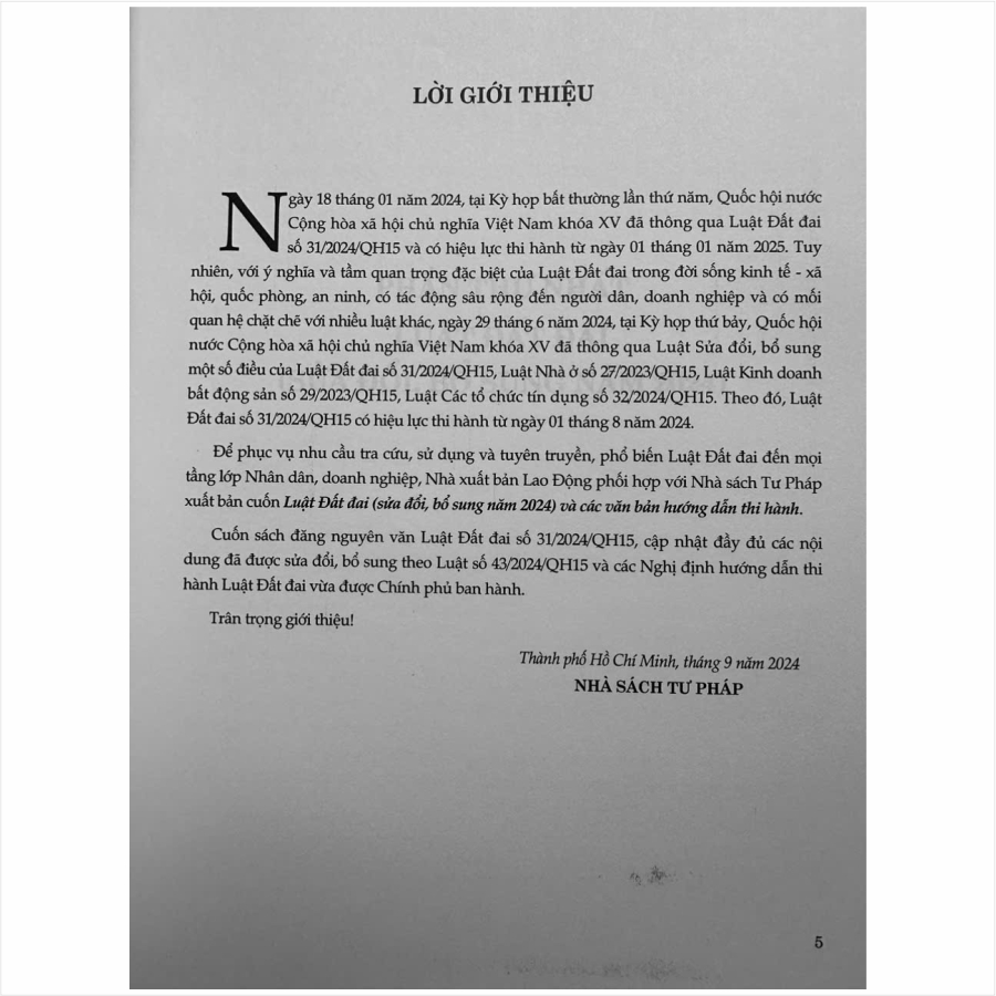 Sách Luật Đất Đai sửa đổi, bổ sung năm 2024 và Các Văn Bản Hướng Dẫn Thi Hành - V2479TP