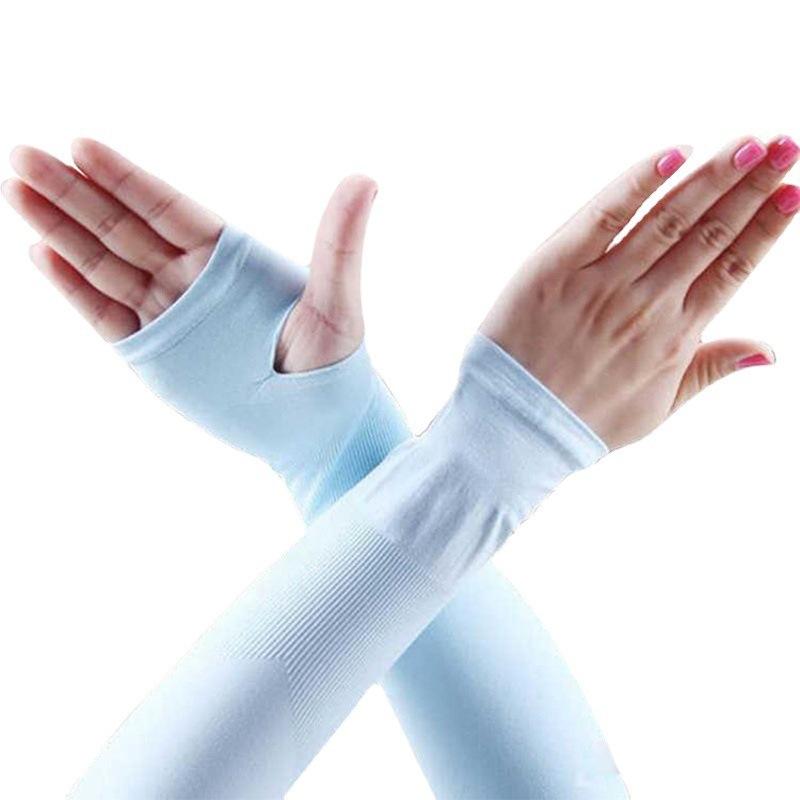 1 Unisex Bảo Vệ Cánh Tay Tay Ấm Nữ Nam Thể Thao Tay Chống Nắng Chống Tia UV Tay Bao Hỗ Trợ Chạy Câu Cá Đi Xe Đạp trượt Tuyết Color: White Plainend