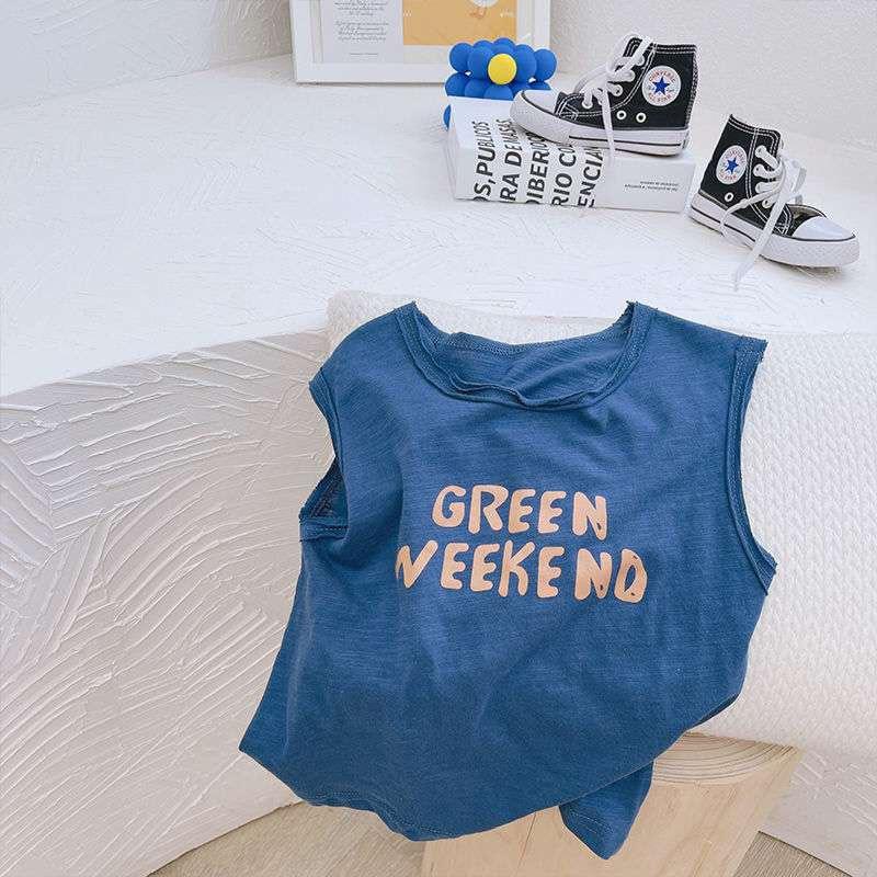 Áo sát nách cho bé trai bé gái, Áo ba lỗ Green Week cho bé chất cotton cực mát từ 6-27kg Moon House