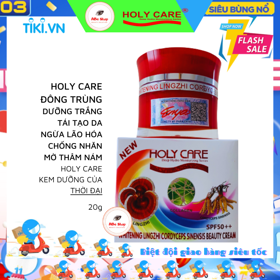 KEM HOLY CARE ĐÔNG TRÙNG - LINH CHI 9 TÁC DỤNG 20G - MỜ THÂM NÁM - NGỪA LÃO HOÁ