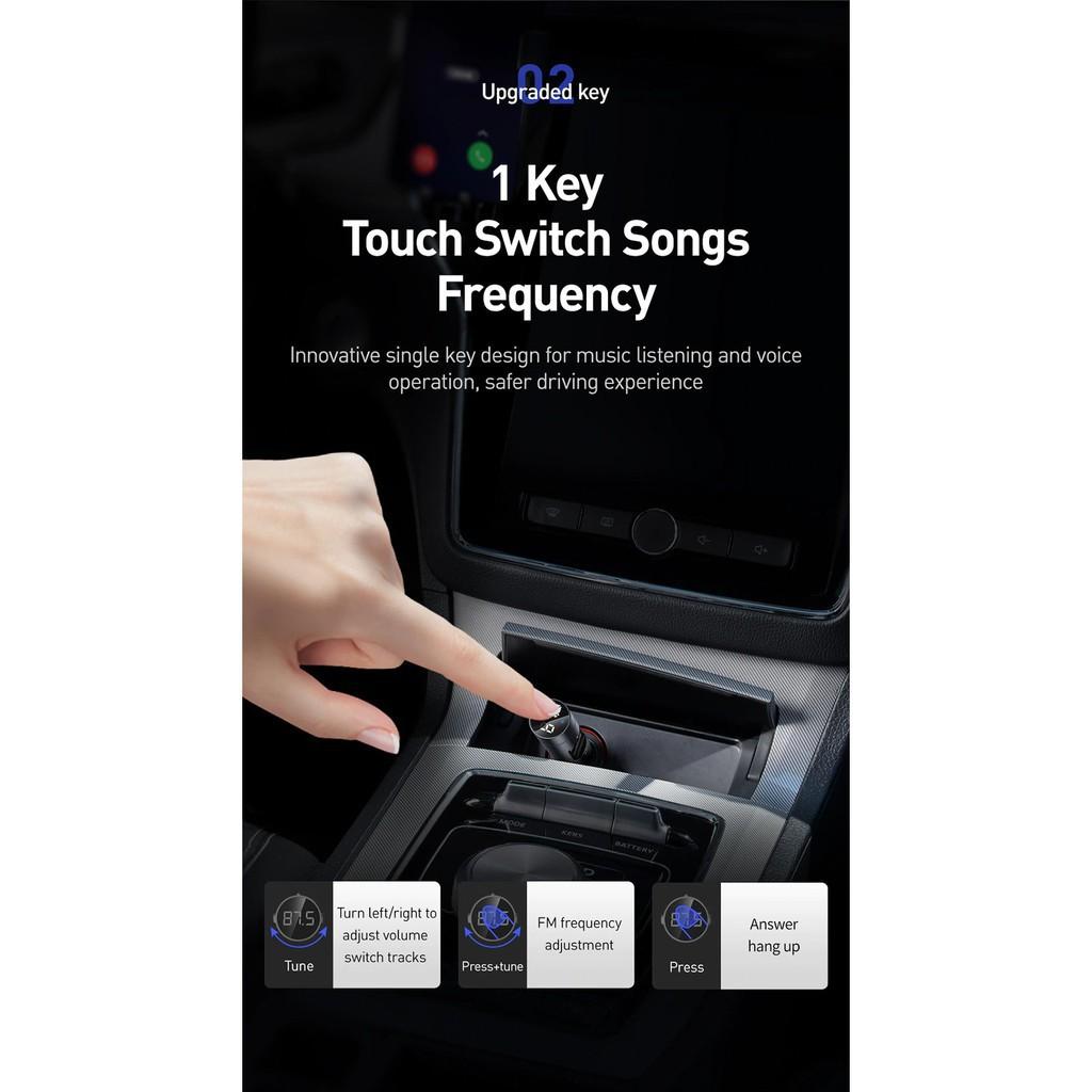 Tẩu sạc nhanh 3.1A kèm chức năng phát MP3 tích hợp khe cắm usb chơi nhạc cho xe hơi - Baseus BS-01 -Hàng Chính Hãng