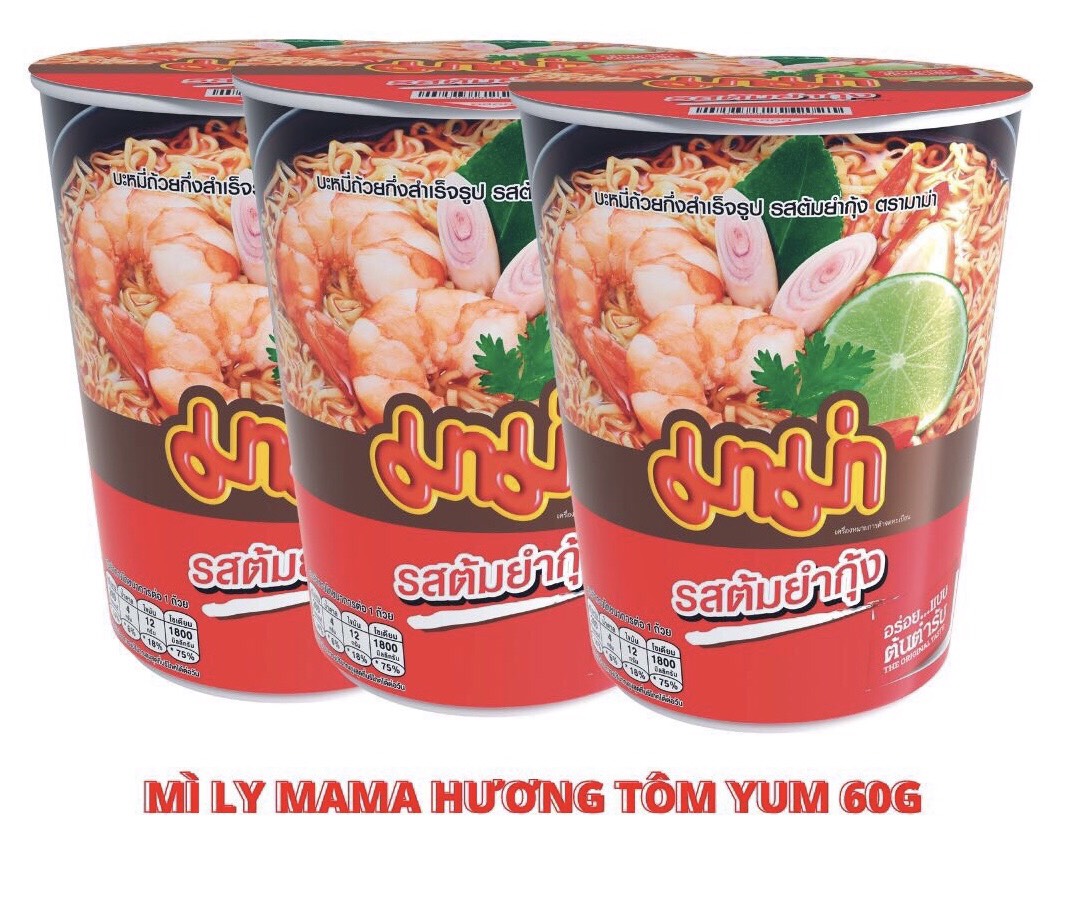 LỐC 3 LY - MÌ THÁI MAMA HƯƠNG TÔM YUM CHUA CAY 60G