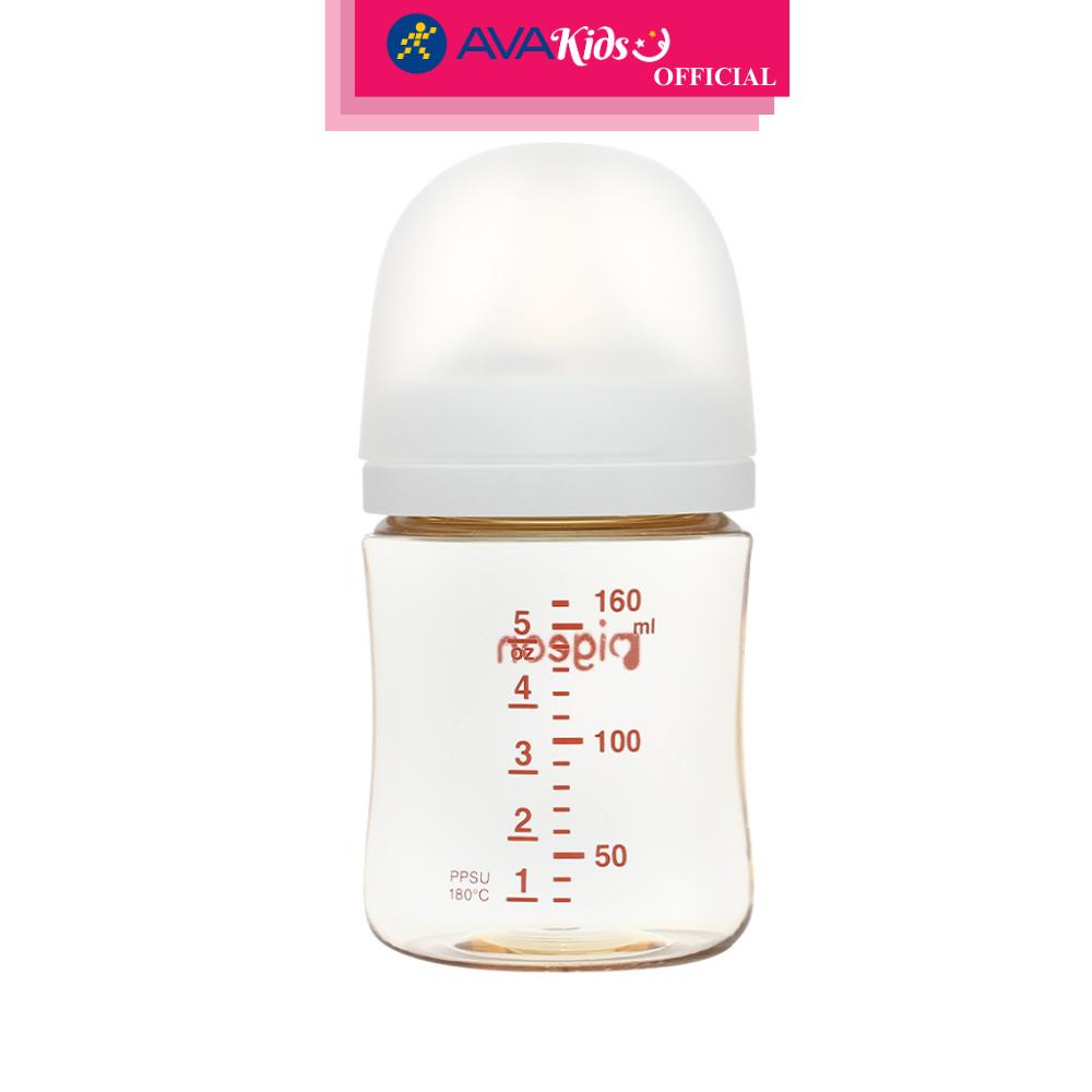 Bình sữa nhựa PPSU Pigeon Softouch Plus WN3 cổ rộng 160 ml (0 - 3 tháng) - Hàng Chính Hãng