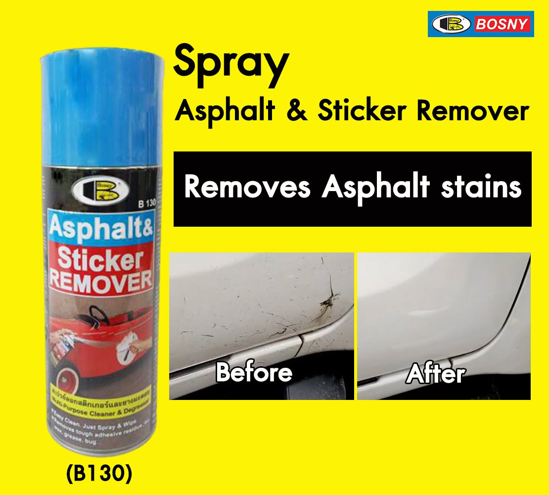 Dung dịch tẩy keo, nhựa đường, băng dính, tẩy decal... Asphalt &amp; Sticker Remover - Bosny B130 - 200 cc - nhập khẩu Thái Lan (tặng kèm khăn lau và khẩu trang bằng vải không dệt)