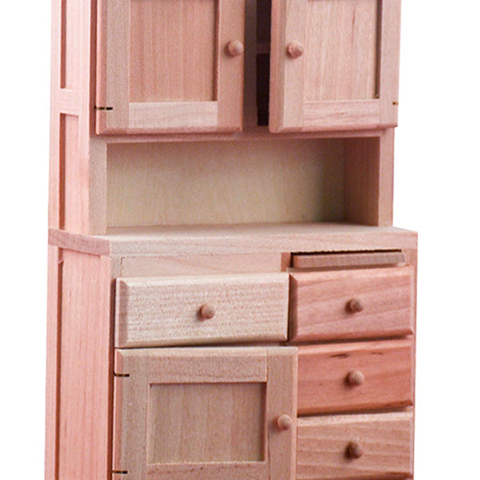 1:12 Scale Unpainted Wooden Cabinet Supplies Dollhouse Living Room Decor