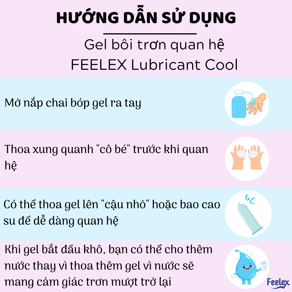 Gel bôi trơn quan hệ Feelex Lubricant Cool mát lạnh, siêu trơn, lâu khô - Chai 250ml