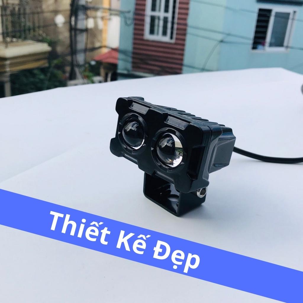 Đèn X25 Pro trợ sáng xe máy ô tô 45W 2 mắt led siêu sáng cốt vàng pha trắng cho khách víp, phụ kiện xe máy