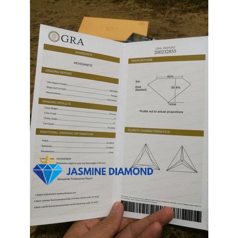 (Size 8-11 ly) Kim cương nhân tạo Mỹ Moissanite giác cắt Triangle