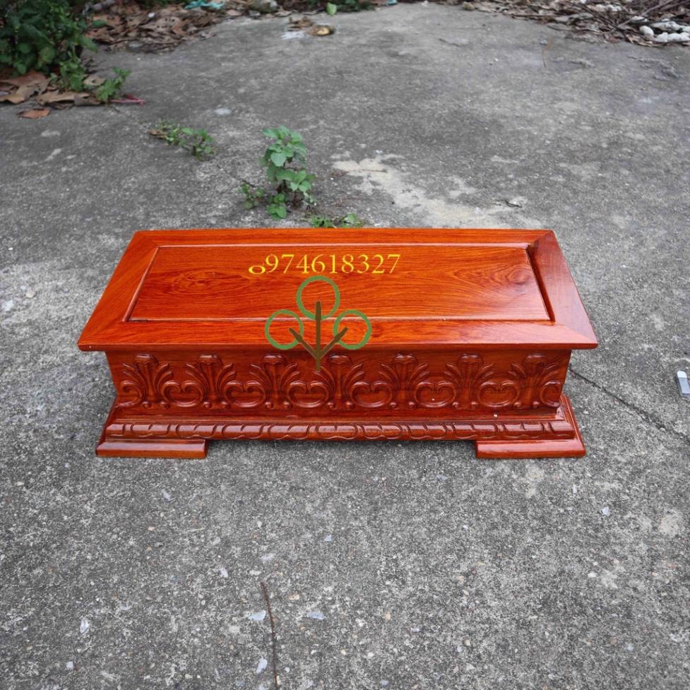 Đế hoa lá tây chữ nhật gỗ hương dài 50x23x14cm