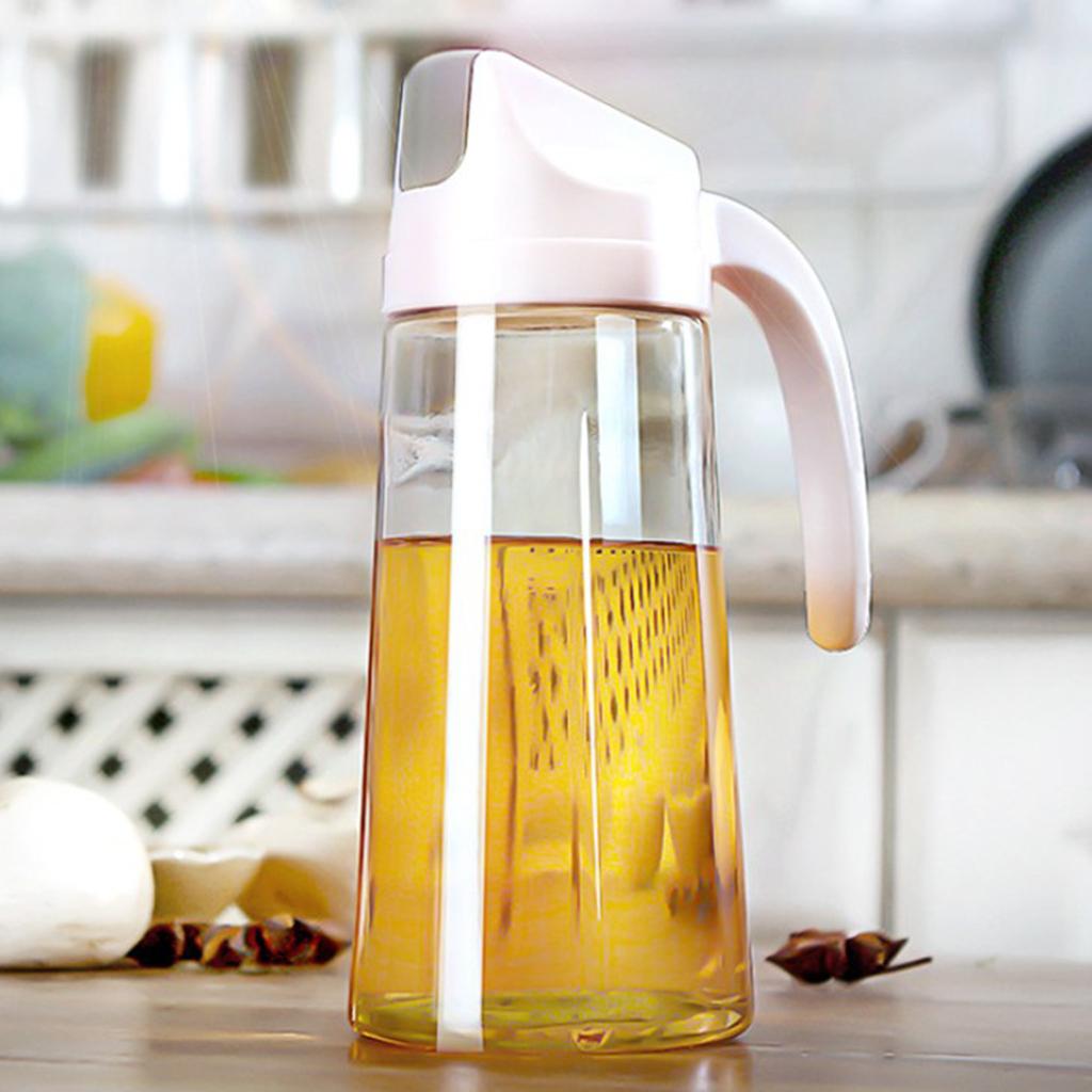 2X Glass Oil Bottle Vinegar Olive Spice Dispenser Leak-Proof Kitchen Tool,600ml