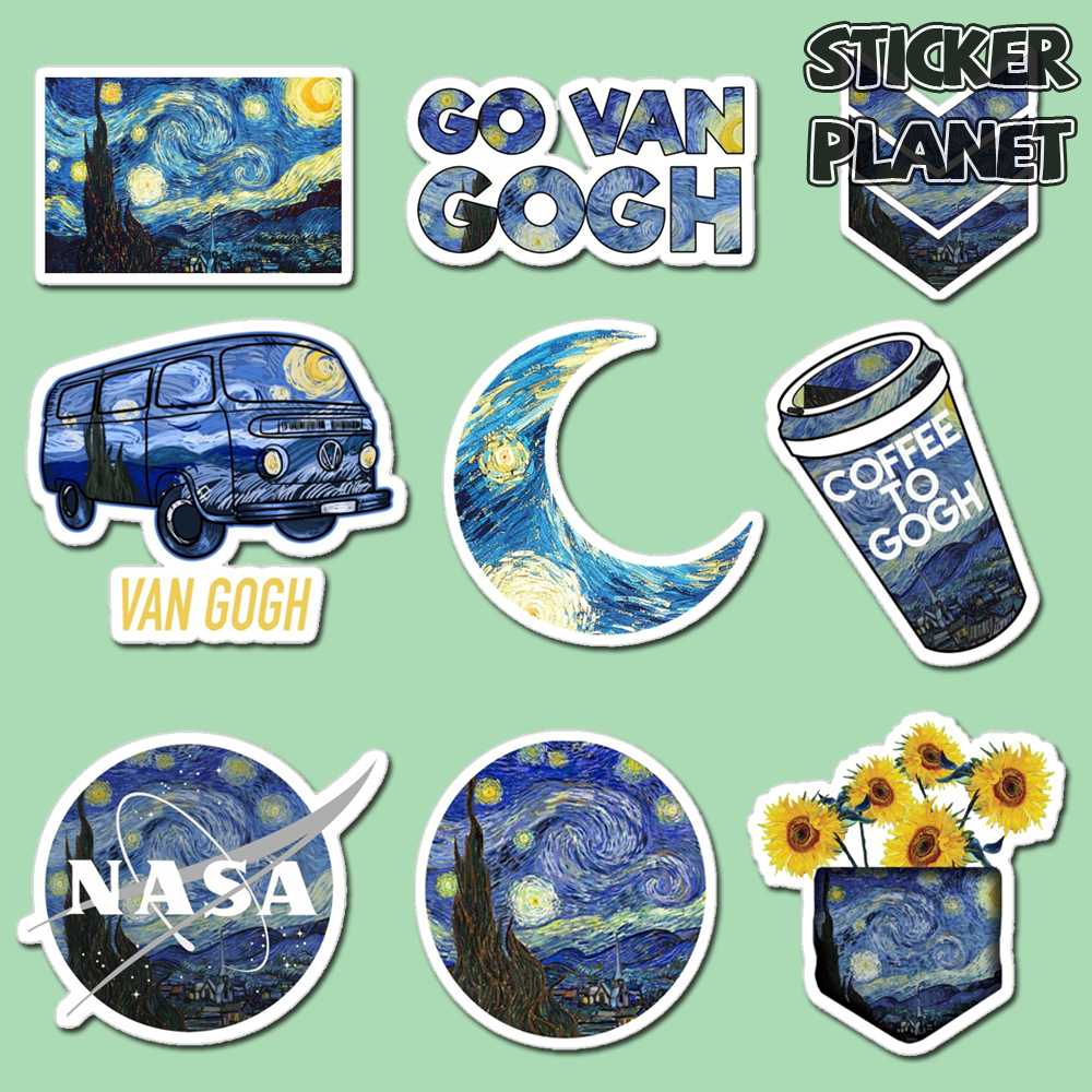 Bộ 20 Sticker hình dán cao cấp chủ đề đêm đầy sao - Dùng dán Xe, dán mũ bảo hiểm, dán Laptop...