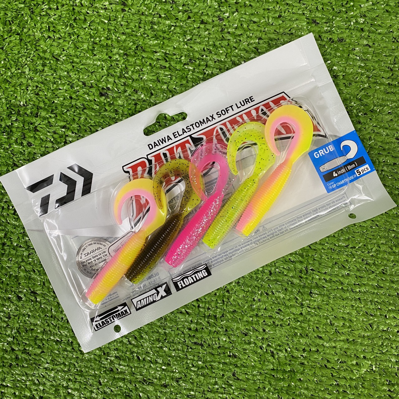 Mồi Mềm Daiwa Grub Gói 5 Con Dài 88mm Dùng Câu Lure Cá Lóc Chẽm Mú Nhồng Măng