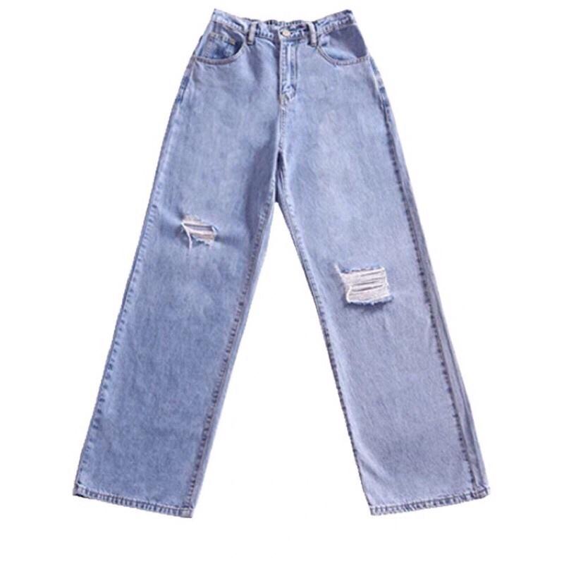 Quần jean bò ống rộng suông xuông nữ jeans cạp cao phong cách Hàn Quốc sành điệu style năm 2021