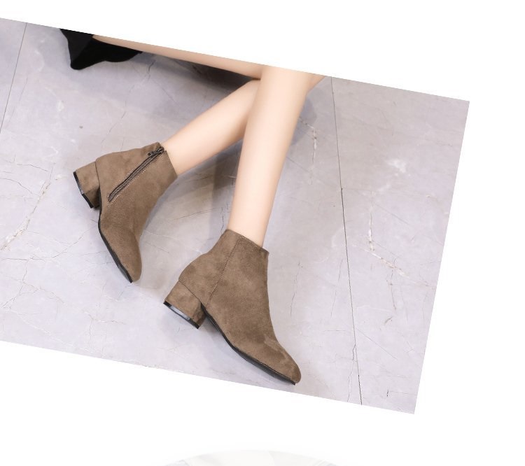 Giày boots ống da lộn đế vuông mũi vuông, giày bốt nữ S128