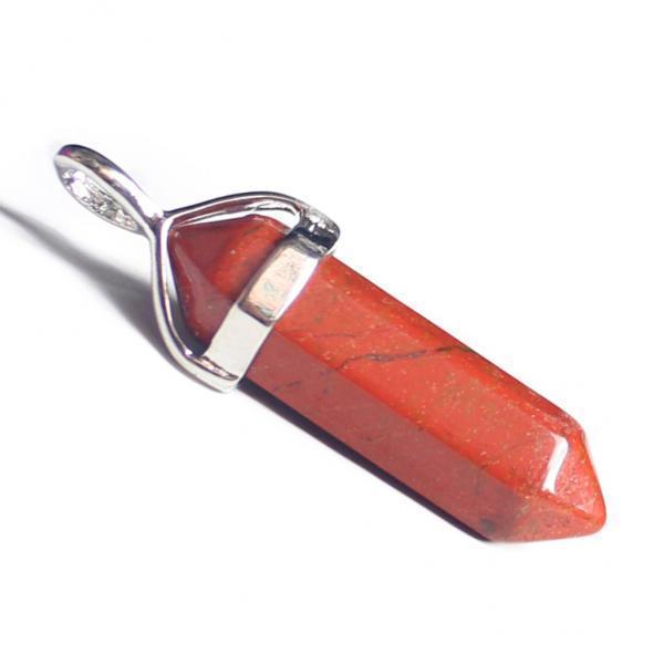 3-4pack Red Jasper Hexagonal Pointed Reiki Healing Pendant Fit Chain Necklace