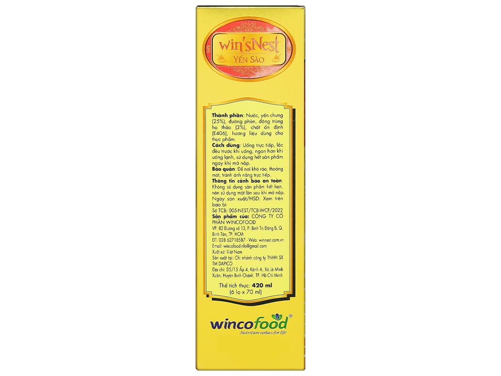 XUÂN 2025 - Yến Sào wins'Nest 25% tổ yến chưng đông trùng hạ thảo (6 Lọ x 70 ml / Hộp)
