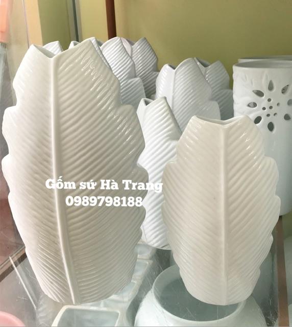 Lọ hoa 3 D gốm sứ Bát Tràng cao cấp dáng lá chuối