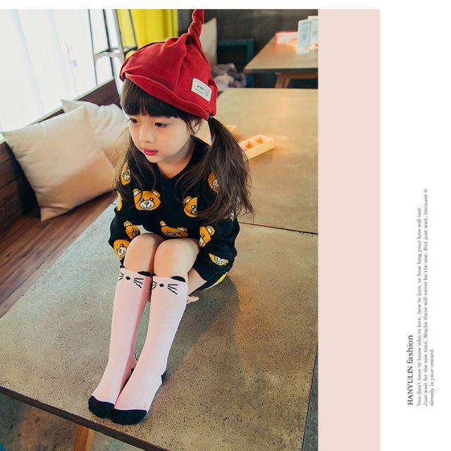 Tất đầu gối - Đen kẻ,Size 4-6y