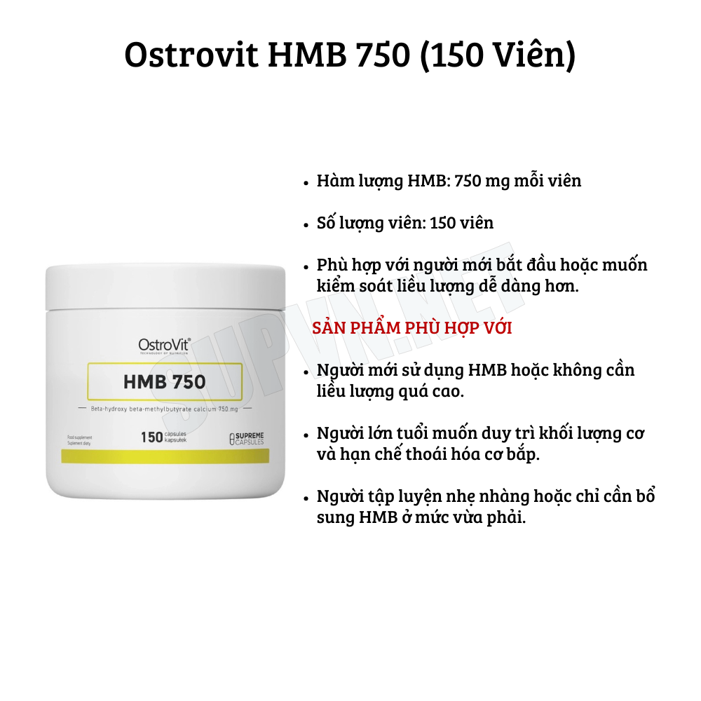 Ostrovit HMB 750 &amp; HMB 2250 (150 - 300 Viên) - Gíup tổng hợp Protein vào cơ, Chống dị hóa cơ bắp