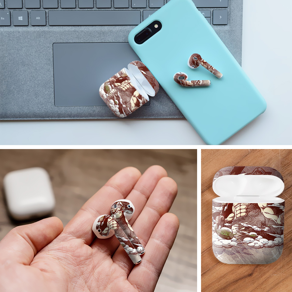 Miếng dán skin chống bẩn cho tai nghe AirPods in hình One Piece - OPi018 (bản không dây 1 và 2)