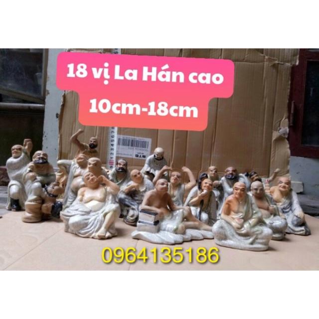 Tượng tiểu cảnh thập bát la hán từ h10cm đến 18cm gốm sứ Bát Tràng