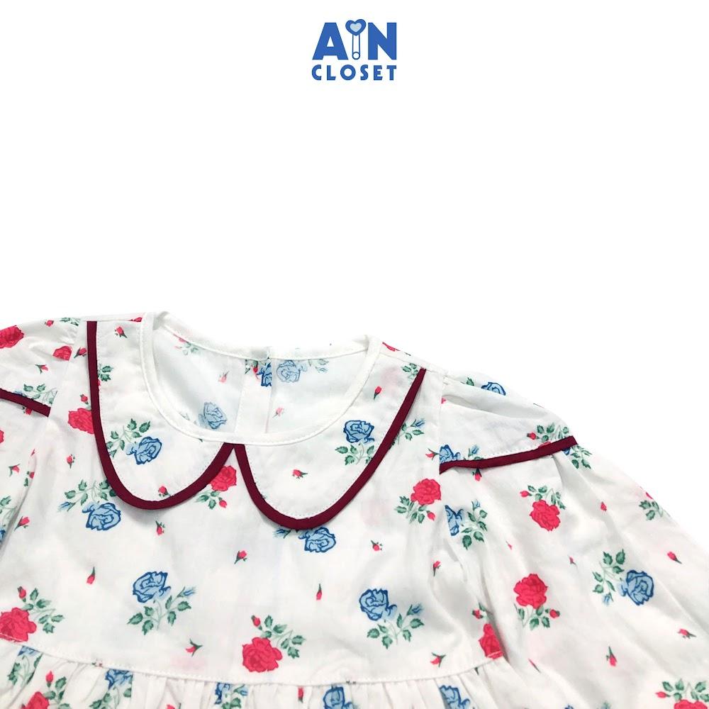 Đầm tay dài bé gái họa tiết Hoa hồng tiểu muội cotton - AICDBGHLQDY6 - AIN Closet