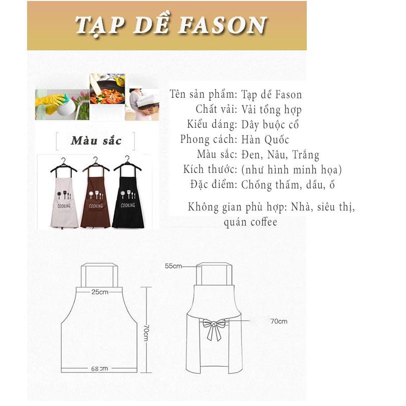 Tạp dề pha chế Fason bằng vải cao cấp không thấm nước, tạp dề nấu ăn chất lượng cao FAMAHA