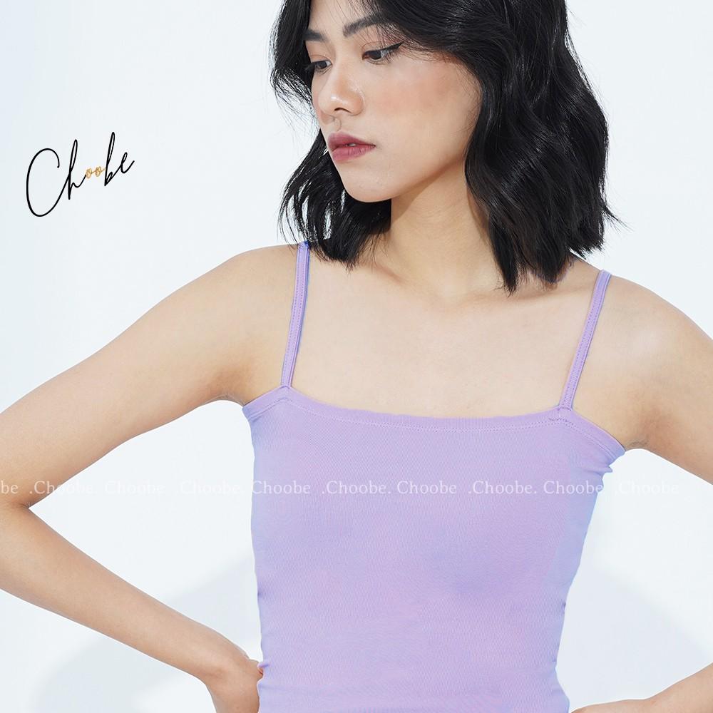 Áo croptop hai dây nữ Choobe không đệm dáng ôm vải cotton co giãn tốt có chốt điều chỉnh - A11