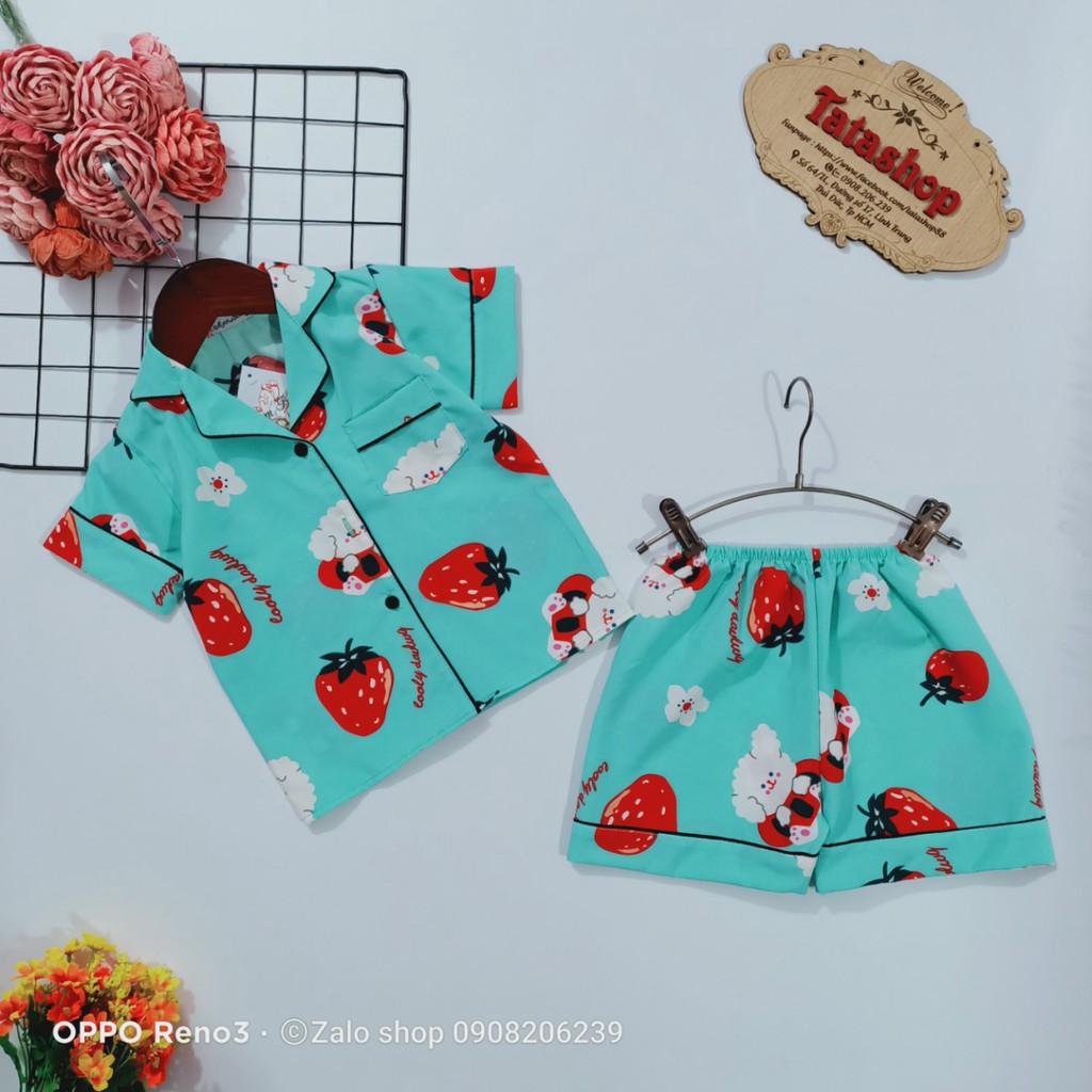 11-45kg Bộ pijama tay ngắn bé gái lụa Hàn cao cấp