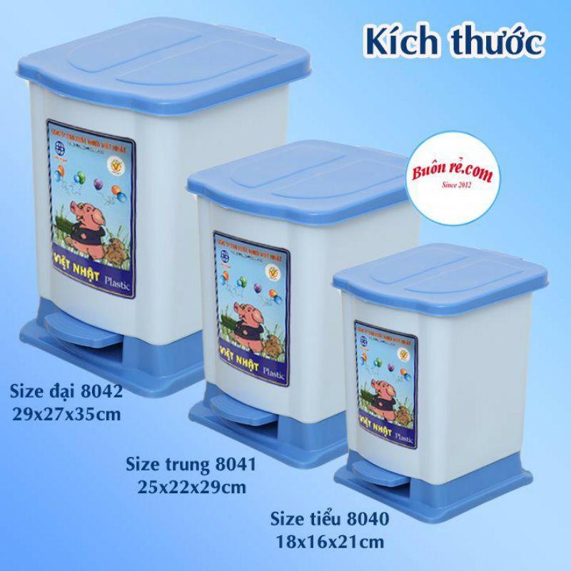 Thùng rác Việt Nhật đạp chân, có nắp 3 kích thước, kiểu dáng trang nhã