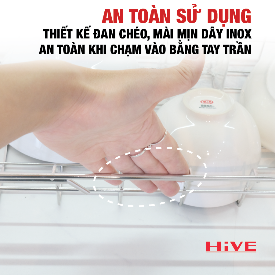 Rổ chén bát co giãn gác bồn rửa HiVE Inox 304