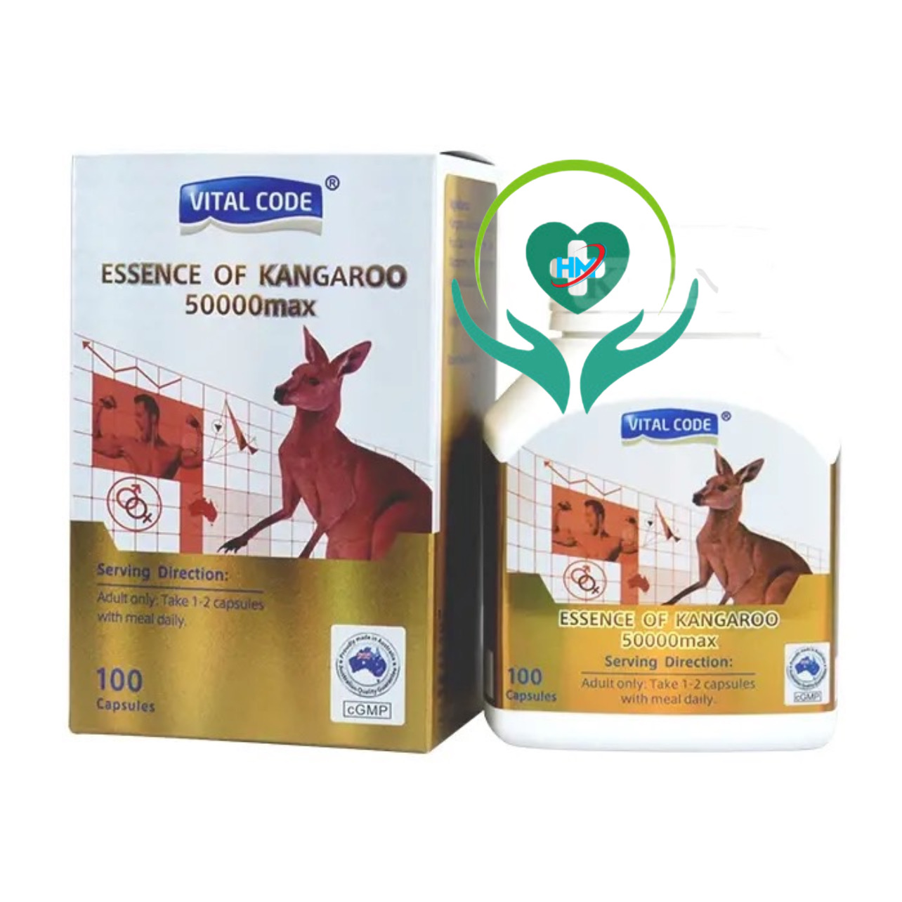 Viên uống tăng cường sinh lý nam Vital code Kangaroo, hộp 100v, nhập khẩu Úc