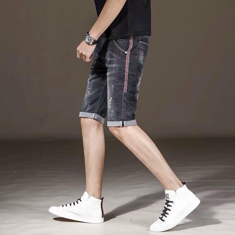 Quần Short Nam Chất Jean Co Giãn, Quần Sọt Nam Màu Đen Xám, Quần Đùi Nam thời trang cao cấp MuradFashion MS212